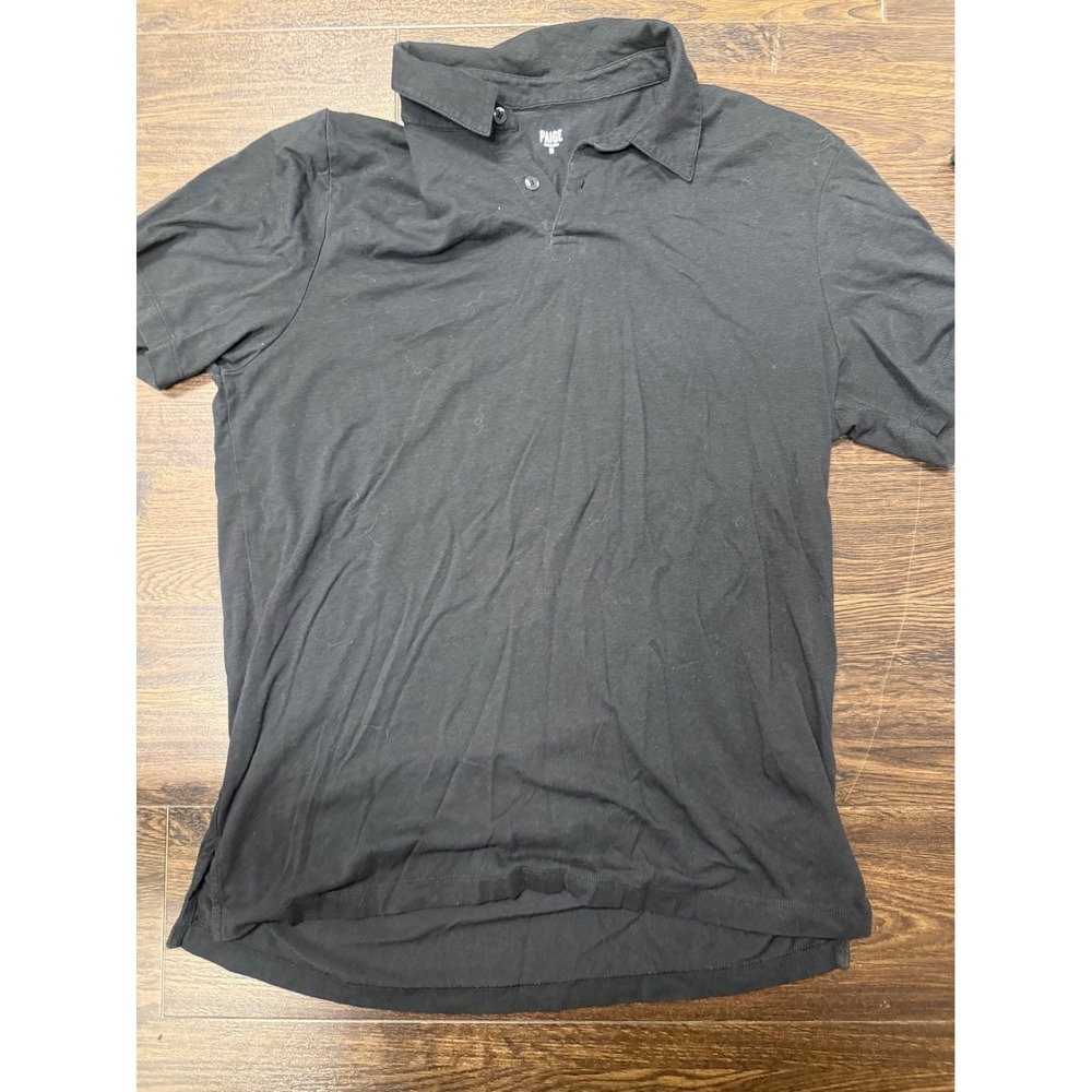 PAIGE Men's Black Short-Sleeve Polo Shirt - Size Medium